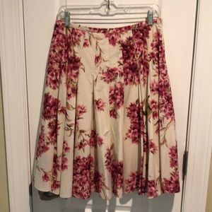 Pleated Ann Taylor Floral Skirt